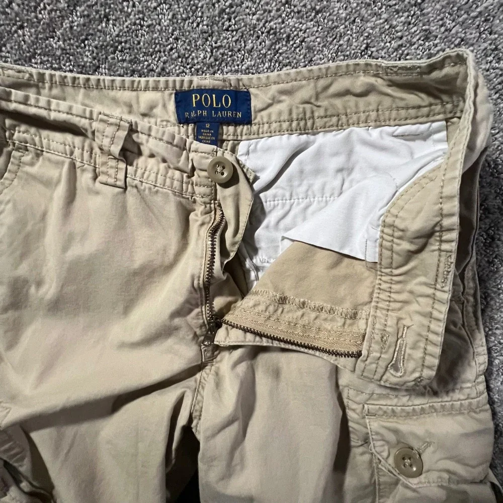 Polo Ralph Lauren Cargo Shorts Boys 12 Tan Khaki Classic Chino Cotton Utility